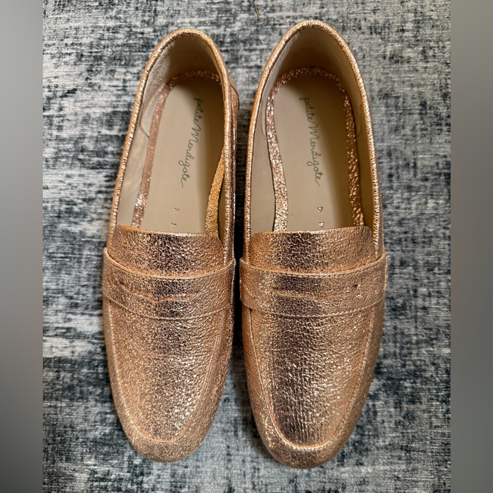 Anthropologie Petite Mendigote Metallic Loafers